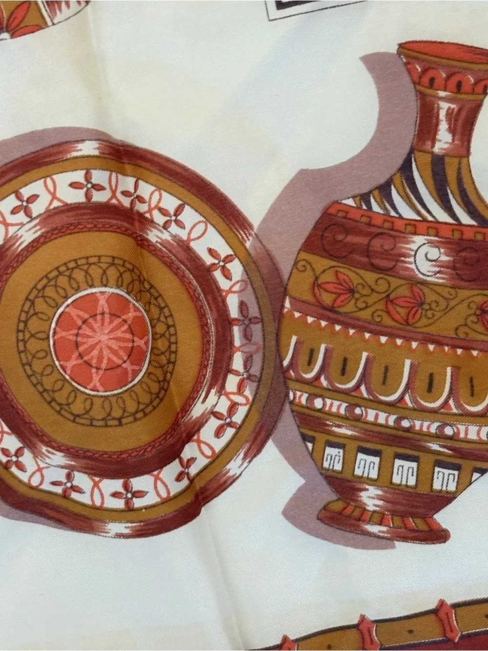 Vintage Greek Pottery Terracotta Amphora Print Style Scarf Made Japan 27
